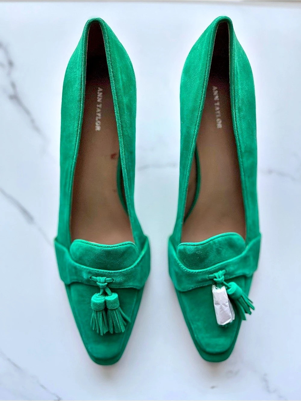 Ann Taylor Green Tassel Heels
